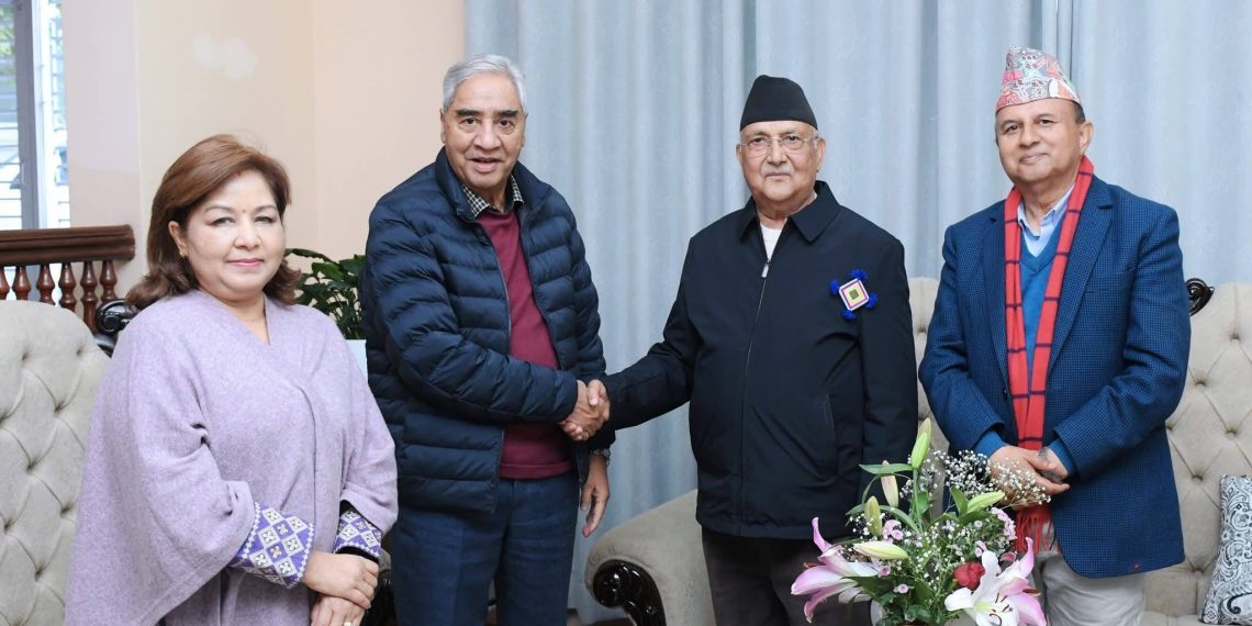 तेस्रोपटक पार्टी अध्यक्ष निर्वाचित भएपछि ओलीको देउवासँग पहिलो भेट